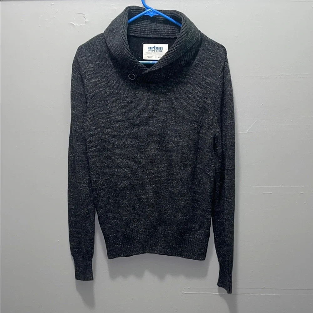 Urban Pipeline -Gray Turtleneck Sweater with Textured Finish
